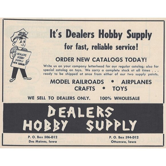 Dealers Hobby Supply Model u Vintage Print Ad Original 1954 Des Moines Iowa Ottu - Picture 1 of 1